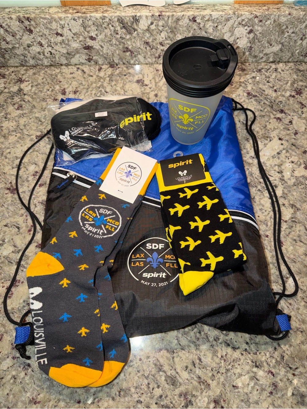 Spirit Airlines Flight Care Package Bag Full Of Extras Company Issued Branded